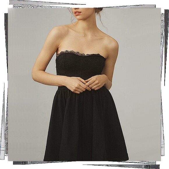 Anthropologie Black Strapless Tulle Dress - Picture 6 of 10